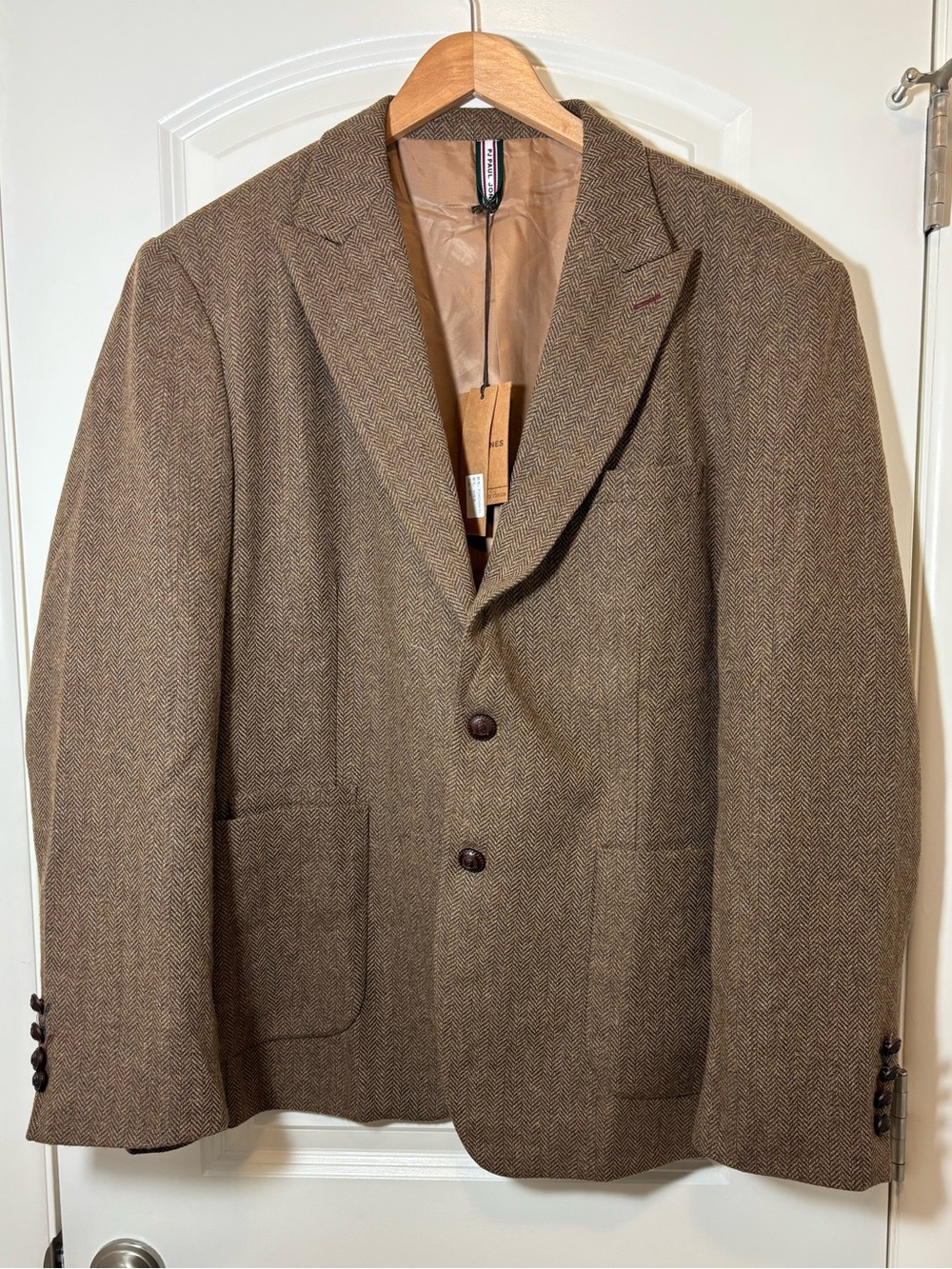 PJ Paul Jones Men's Brown Herringbone Sport Coat - Classic Tailored Blazer #392